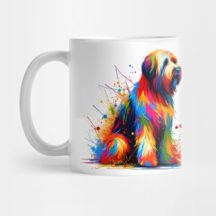 Colorful Abstract Briard in Vibrant Splash Art Style Mug